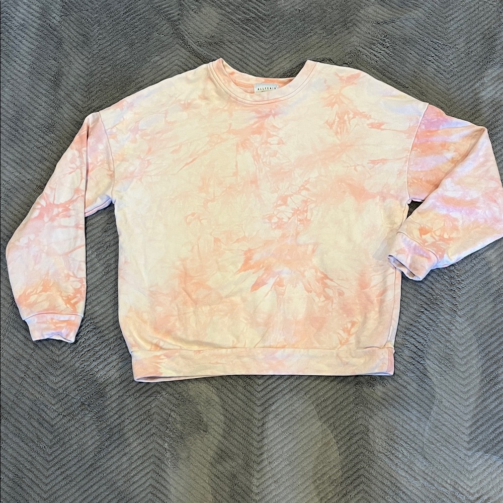 Anthropologie Tie-Dye Sweatshirt in Pink and Cream- size medium